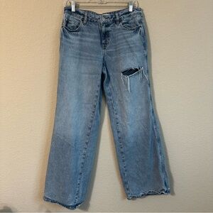 PacSun Jeans Casey Low Rise Baggy Distressed Blue Denim Ripped Straight Leg